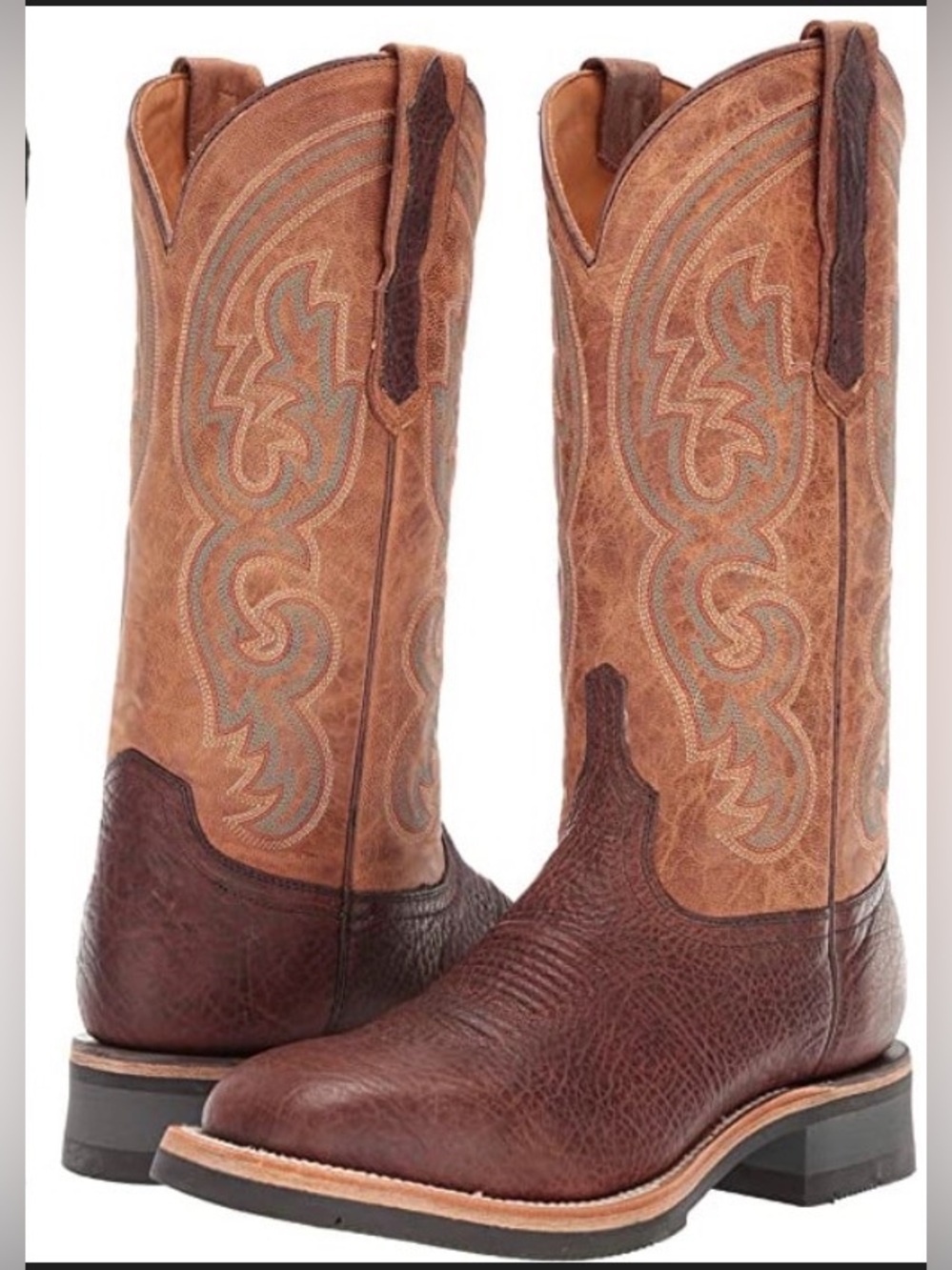 Lucchese Ruth Chocolate/Peanut Butter Cowhide Boots 8.5b